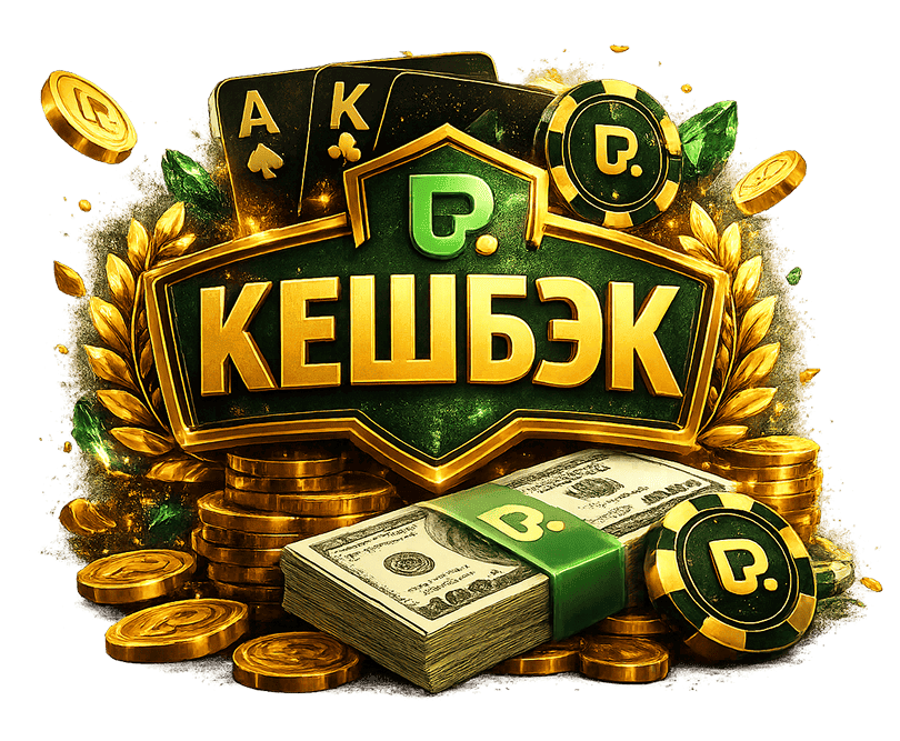Раздел кешбэка Pokerdom — начисленная сумма возврата и текущий ранг игрока